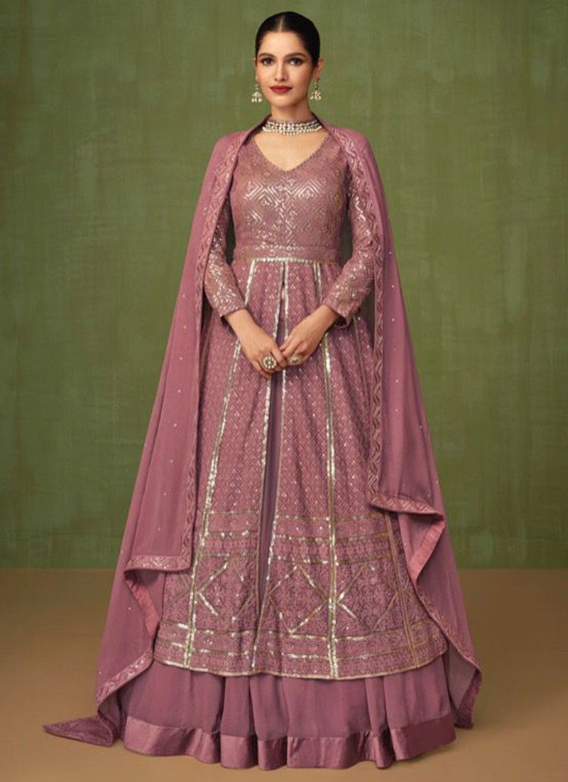 Pink Colour Sayuri Heer Heavy Wedding Wear Designer Long Anarkali Salwar Suit Collection 5198